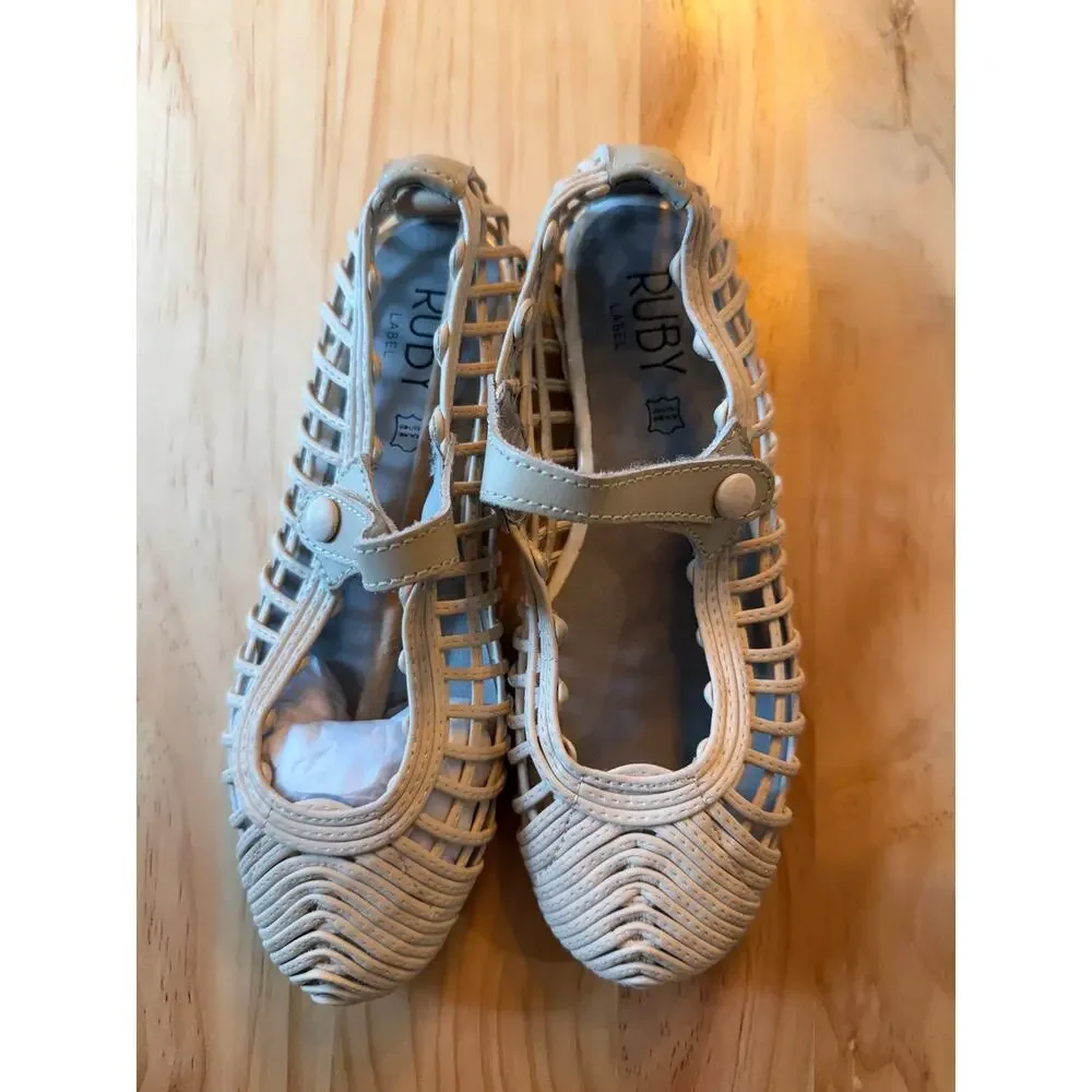 2/$30 NEW Ruby Label 12 US Kid Girl Off White Cream Perforated Mary‎ Jane Shoes